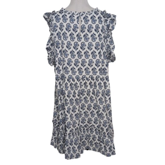 Crown & Ivy Flutter Sleeve Dress Womens Plus Size 3X White Blue Floral V Neck - Picture 8 of 10